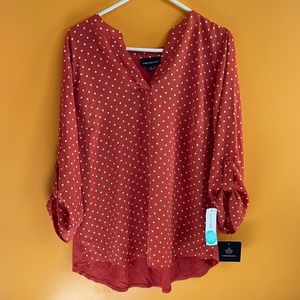 FORTUNE + IVY Tulsa Mixed Material Blouse